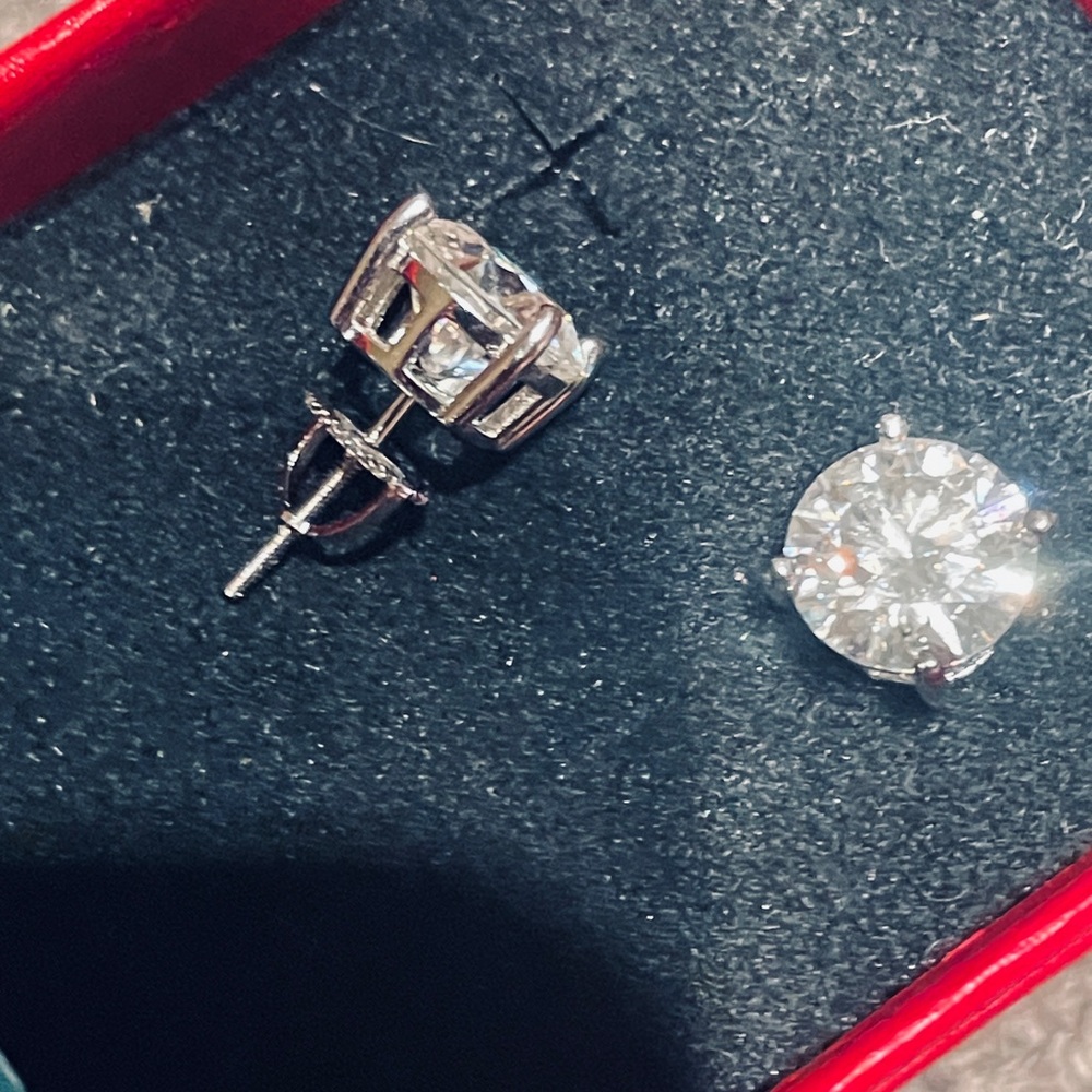 Sterling Silver Moissanite Stud Earrings View 4